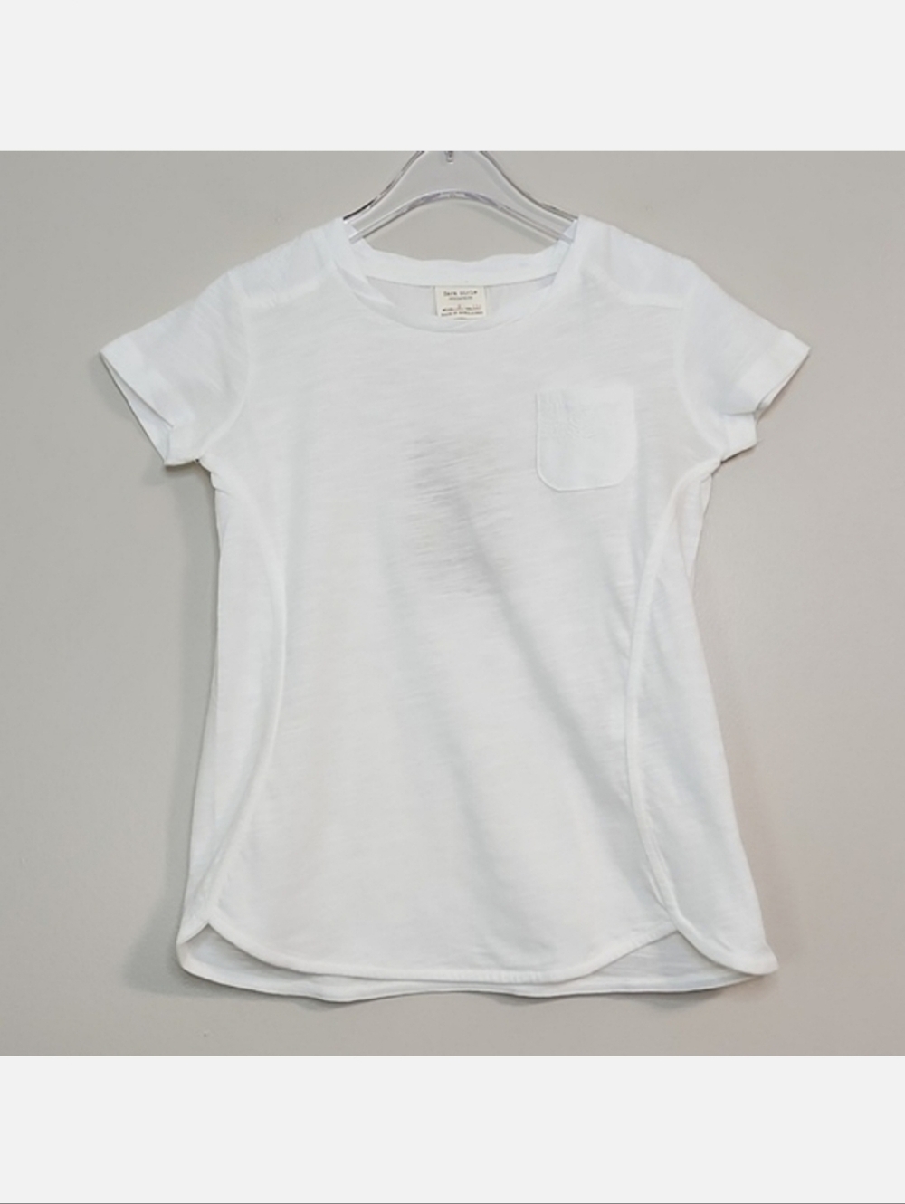 3/$15 Zara Girls White 100% Cotton T-Shirt, Size 5 ~ NWT